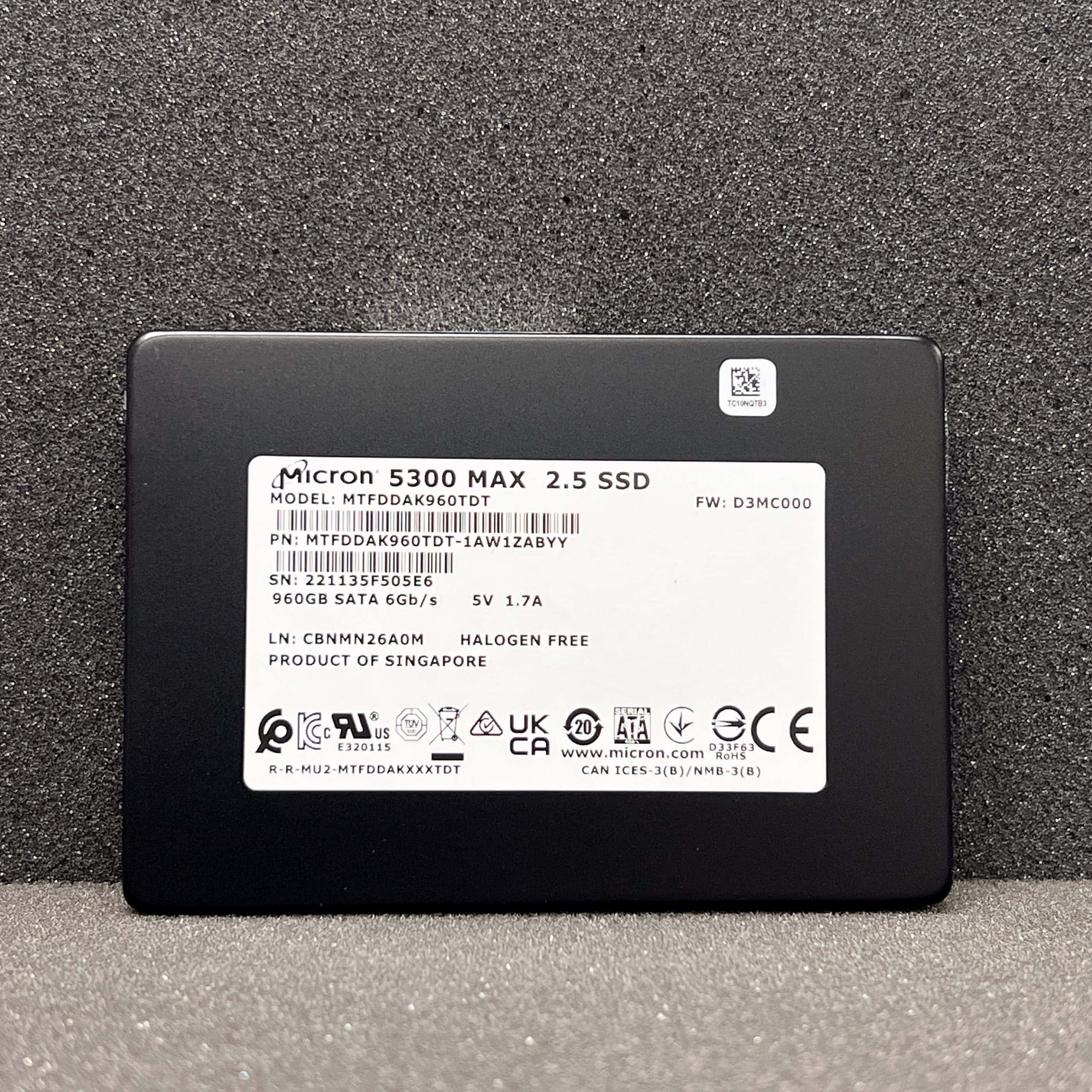 高耐久SSD 2台セット☆MICRON 5300 MAX 960GB SATA SSD Enterprise